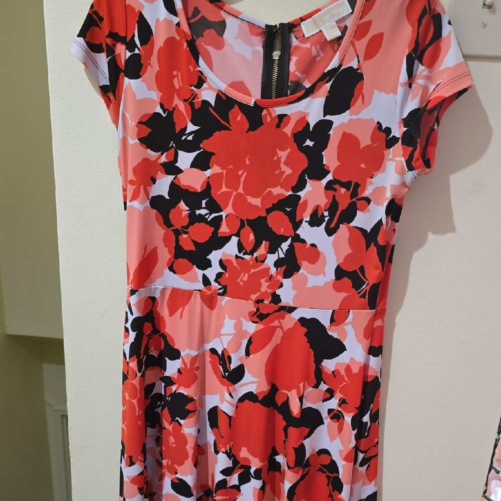 Michael Kors Red and Black Floral Dress
